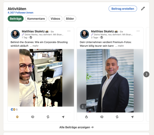 Aktivitäten auf Linkedin