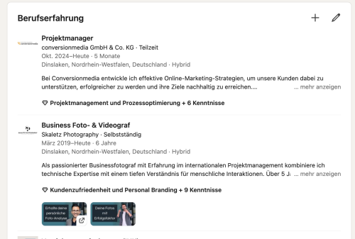 Linkedin für Berufserfahrungen